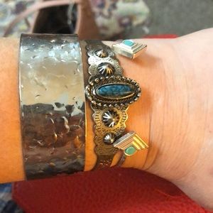 Southwestern silver bracelet stack